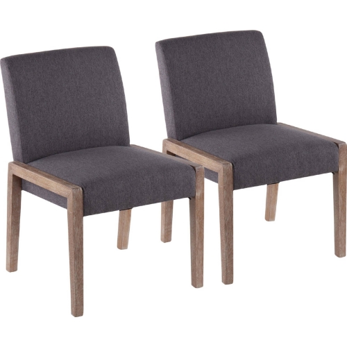 Carmen Dining Chair in White Washed Wood & Grey Fabric (Set of 2)